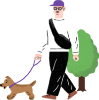 散歩している男性のイラスト
