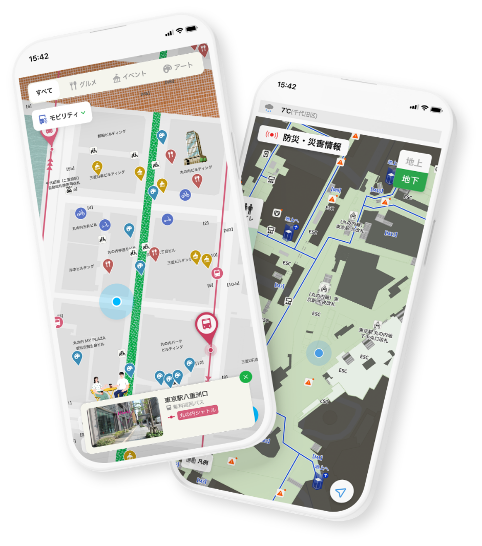 マップが表示されたスマートフォンの画像