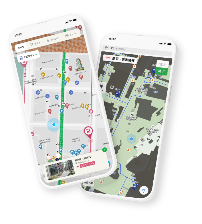 マップが表示されたスマートフォンの画像